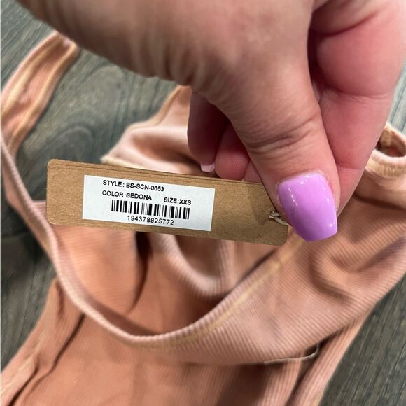 NWT Skims Ribbed Stretch Cotton Bodysuit Sedona Size XXS - Picture 4 of 5